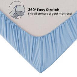 "Ameha Fitted Sheet 40Cm Extra Deep Pocket Elastic Corners Soft Microfiber Fitted Sheet 16"" (Light Blue, Double 137 X 190 Cm)" - thumbnail 5
