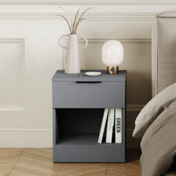 Lassic Vida Designs Trega Grey 1-Drawer Bedside Chest With Smooth Glide Drawer, (H)4100 X (W)3900 X (D)2800 mm - thumbnail 2