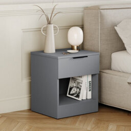 Lassic Vida Designs Trega Grey 1-Drawer Bedside Chest With Smooth Glide Drawer, (H)4100 X (W)3900 X (D)2800 mm