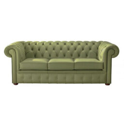 Chesterfield 3 Seater Shelly Mountain Tree Green Leather Sofa Bespoke In Classic Style - thumbnail 1