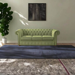 Chesterfield 3 Seater Shelly Mountain Tree Green Leather Sofa Bespoke In Classic Style - thumbnail 2