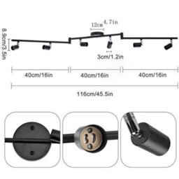 Modern Black Ceiling Spotlight Bar 116Cm With Gu10 Led Holders - thumbnail 2