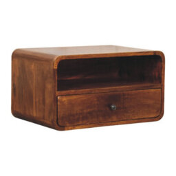 Artisan Furniture Solid Wood Avora Wall-Mounted Chestnut Nightstand And 1 Drawer - thumbnail 3