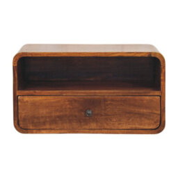 Artisan Furniture Solid Wood Avora Wall-Mounted Chestnut Nightstand And 1 Drawer - thumbnail 2