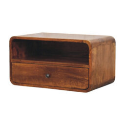 Artisan Furniture Solid Wood Avora Wall-Mounted Chestnut Nightstand And 1 Drawer - thumbnail 4