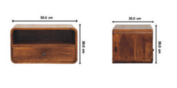 Artisan Furniture Solid Wood Avora Wall-Mounted Chestnut Nightstand And 1 Drawer - thumbnail 8