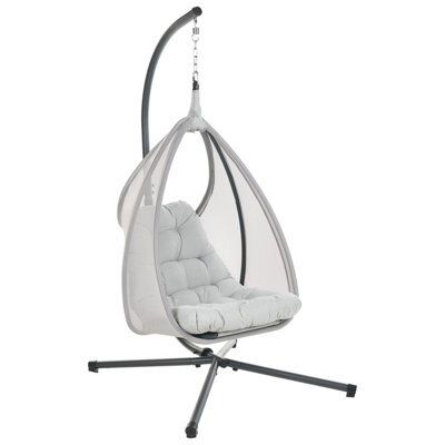 Beliani Hanging Chair With Stand Avegno Fabric Light Grey - image 1