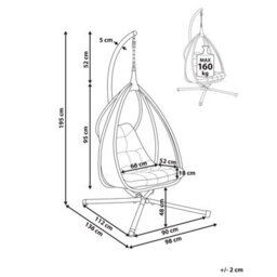 Beliani Hanging Chair With Stand Avegno Fabric Light Grey - thumbnail 3