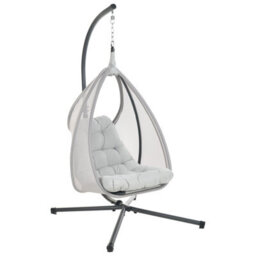 Beliani Hanging Chair With Stand Avegno Fabric Light Grey - thumbnail 1