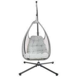 Beliani Hanging Chair With Stand Avegno Fabric Light Grey - thumbnail 4