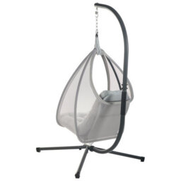 Beliani Hanging Chair With Stand Avegno Fabric Light Grey - thumbnail 5