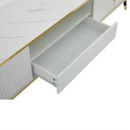 Abrihome Modern Tv Stand, 4Doors & 1Drawers, Tv Cabinet Storage Sideboard With Marble Texture, 200X40X46Cm, White, Maximum For 90 Inch Tv - thumbnail 9