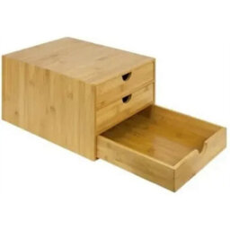3 Tier Bamboo Wood Home Office Desktop Table Drawers Tidy Stationary Storage - thumbnail 6