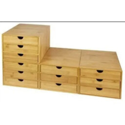 3 Tier Bamboo Wood Home Office Desktop Table Drawers Tidy Stationary Storage - thumbnail 4