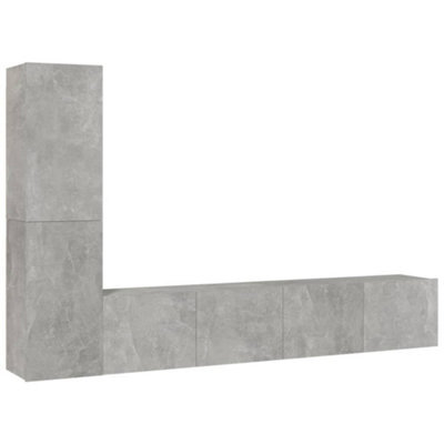 Berkfield Classic 4 Piece Tv Cabinet Set Concrete Grey Engineered Wood - image 1