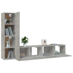 Berkfield Classic 4 Piece Tv Cabinet Set Concrete Grey Engineered Wood - thumbnail 4