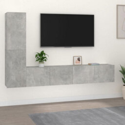 Berkfield Classic 4 Piece Tv Cabinet Set Concrete Grey Engineered Wood - thumbnail 2