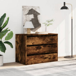 Berkfield Corner Chest Of Drawers Smoked Oak 80X41X58 Cm Engineered Wood - thumbnail 3