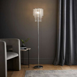 Valuelights Bronte Chrome And Jewel Droplet Floor Lamp And Bulb - thumbnail 2