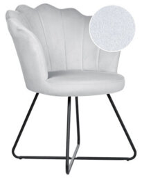 Wyld And Coco Armless Velvet Shell-Back Chair Grey With Black Metal Frame, W67 X D70 X H86Cm - thumbnail 3