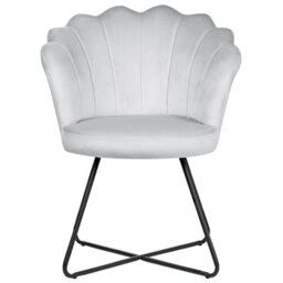 Wyld And Coco Armless Velvet Shell-Back Chair Grey With Black Metal Frame, W67 X D70 X H86Cm - thumbnail 1
