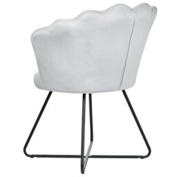 Wyld And Coco Armless Velvet Shell-Back Chair Grey With Black Metal Frame, W67 X D70 X H86Cm - thumbnail 6