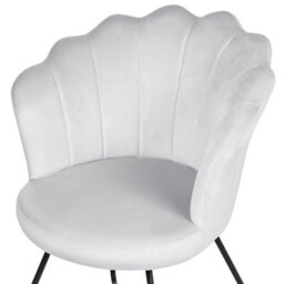 Wyld And Coco Armless Velvet Shell-Back Chair Grey With Black Metal Frame, W67 X D70 X H86Cm - thumbnail 5