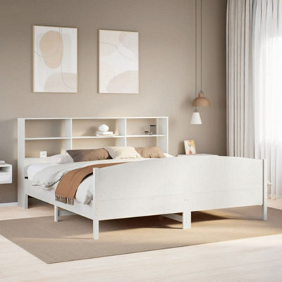 Berkfield Bookcase Bed Without Mattress White 180X200 Cm Super King Solid Wood Pine - image 1