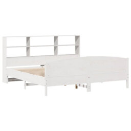 Berkfield Bookcase Bed Without Mattress White 180X200 Cm Super King Solid Wood Pine - thumbnail 3