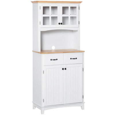 Wyld Haus Fidipa 172 Cm White Kitchen Pantry Cabinet With Glass Doors And Microwave Shelf - image 1