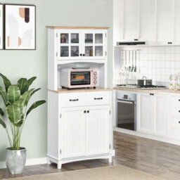 Wyld Haus Fidipa 172 Cm White Kitchen Pantry Cabinet With Glass Doors And Microwave Shelf - thumbnail 2