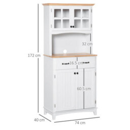 Wyld Haus Fidipa 172 Cm White Kitchen Pantry Cabinet With Glass Doors And Microwave Shelf - thumbnail 3