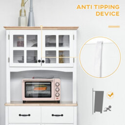 Wyld Haus Fidipa 172 Cm White Kitchen Pantry Cabinet With Glass Doors And Microwave Shelf - thumbnail 7
