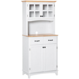 Wyld Haus Fidipa 172 Cm White Kitchen Pantry Cabinet With Glass Doors And Microwave Shelf - thumbnail 1