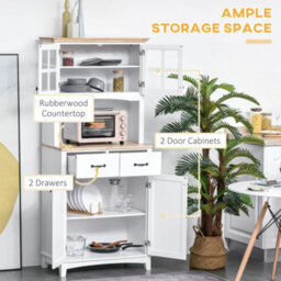Wyld Haus Fidipa 172 Cm White Kitchen Pantry Cabinet With Glass Doors And Microwave Shelf - thumbnail 4