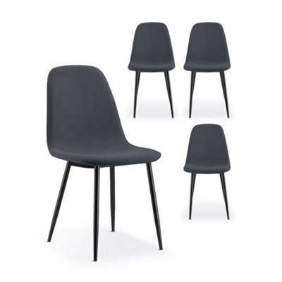 Vonhaus Dining Chairs Set Of 4, Charcoal Blue Kitchen Chairs With Black Metal Legs, Cord Effect Chairs For Dining - image 1