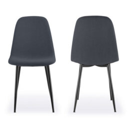 Vonhaus Dining Chairs Set Of 4, Charcoal Blue Kitchen Chairs With Black Metal Legs, Cord Effect Chairs For Dining - thumbnail 8