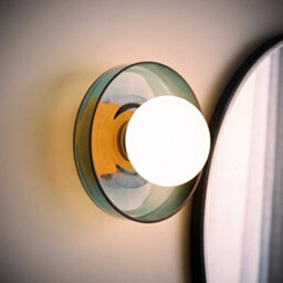 Valuelights Newbury Jade Green Glass Ip44 Flush Wall Light And Bulb