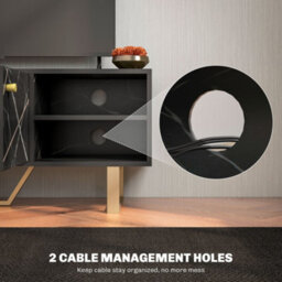 Wyld Haus Vinika 110Cm Black Marble-Tone Tv Console With Shelves And Cupboard - Fits Up To 50 Inch Screens - thumbnail 6