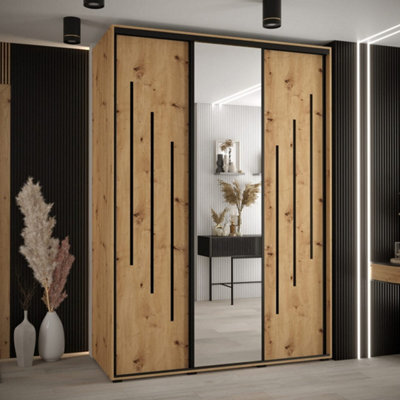 Arte Efficient Oak Artisan Cannes Ix Sliding Door Wardrobe 170Cm - Practical Design For Organised Homes - image 1