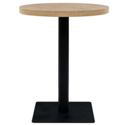 Berkfield Bistro Table Mdf And Steel Round 60X75 Cm Oak Colour - thumbnail 3