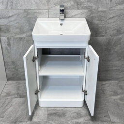 Hydros Vanity Suite Ensuite White Gloss Curved 1000mm Bathroom Sink & Wc Unit Pacific - thumbnail 3