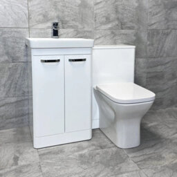 Hydros Vanity Suite Ensuite White Gloss Curved 1000mm Bathroom Sink & Wc Unit Pacific - thumbnail 2