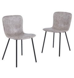 Hallowood Furniture Cullompton Taupe Faux Leather Dining Chair With Black Metal Legs X2 - thumbnail 9