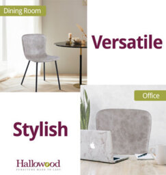 Hallowood Furniture Cullompton Taupe Faux Leather Dining Chair With Black Metal Legs X2 - thumbnail 8