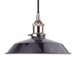 Navy Blue Small Trinity Metal Painted Dome Pendant Light With Matt Antique Copper Lamp Holder And Black Round Cable - Se Home - thumbnail 1