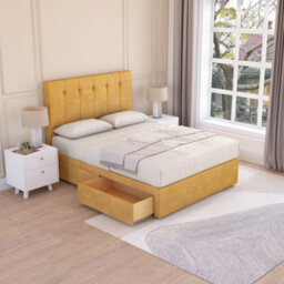 Sloomy Highbury Mustard Plush 3Ft Memory Foam Bed Set With 2 Drawers, Mattress & Headboard- Single - thumbnail 2