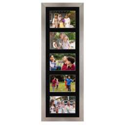 AK Frames 26X8 Aluminum Modern Multi Photo Frame With Black Mount - Holds 5 Apertures (5X) 6X4 Photos - thumbnail 1