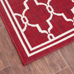 Red Outdoor Rug, Geometric Stain-Resistant Rug For Patio Decks Garden Balcony, Modern Outdoor Area Rug-80Cm X 150Cm - thumbnail 3