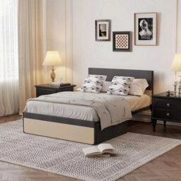 Queen Bed Frame With 2 Storage Drawer Upholstered Platform Bed With Headboard - thumbnail 4